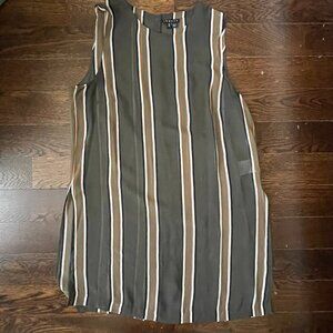Theory Pinga Tunic Top Blouse 100% Sheer Silk Striped Sleeveless-MED